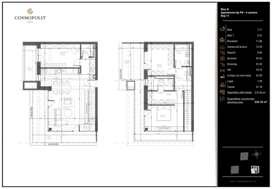 Penthouse spectaculos 4 camere Cosmopolit Zenit