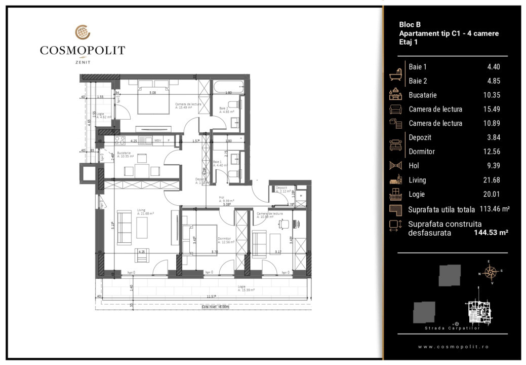 Apartament 4 camere, Cosmopolit Zenit