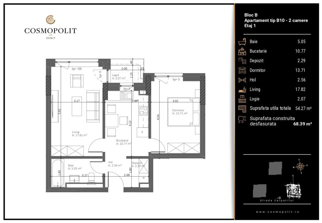 Apartament 2 camere Cosmopolit Zenit