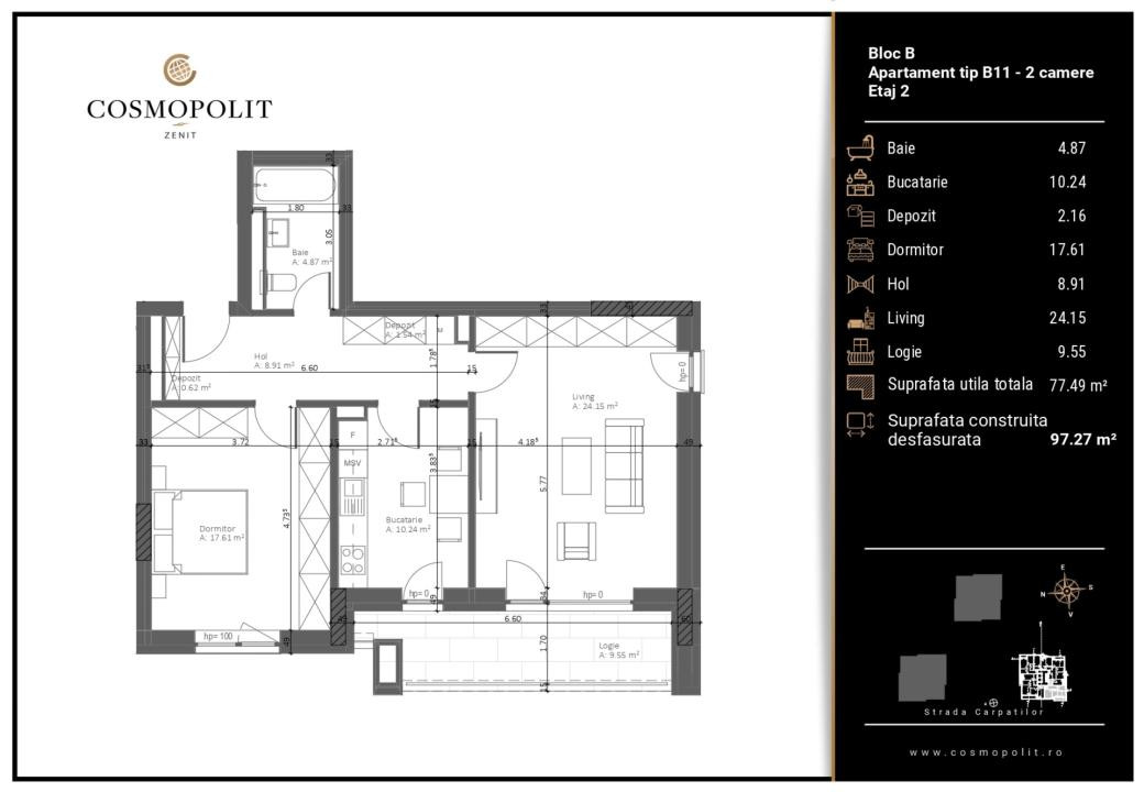 Apartament 2 camere Cosmopolit Zenit