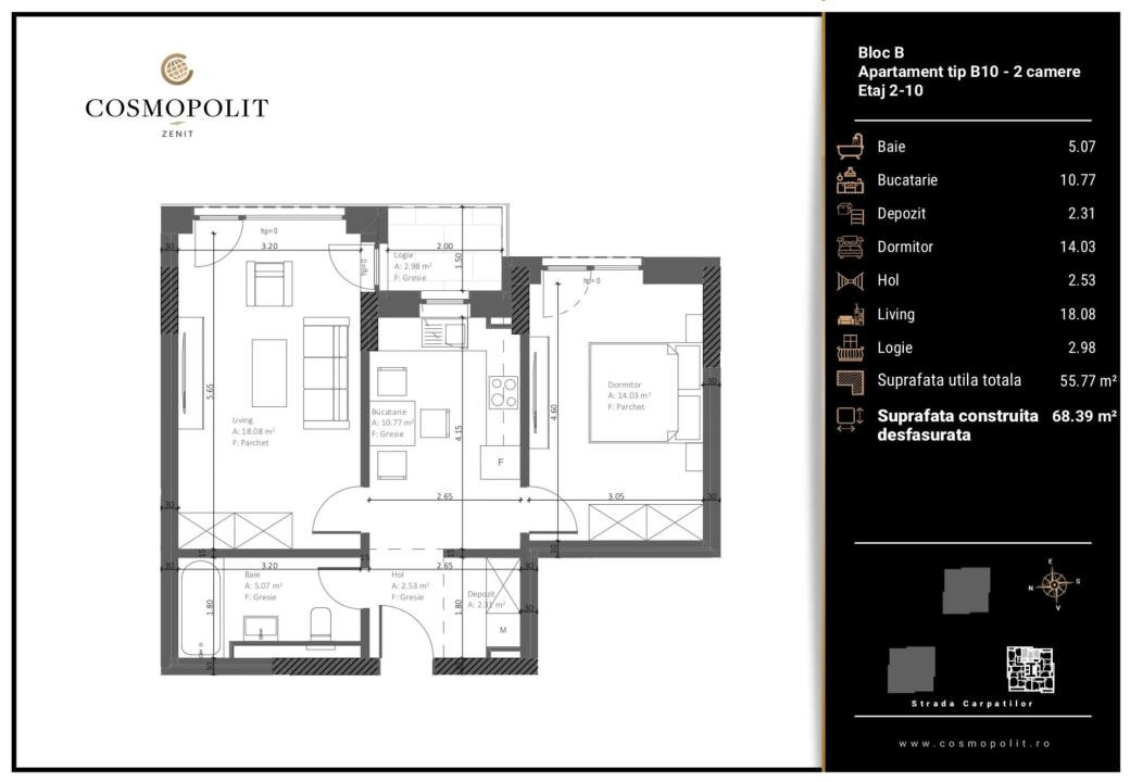 Apartament 2 camere Cosmopolit Zenit